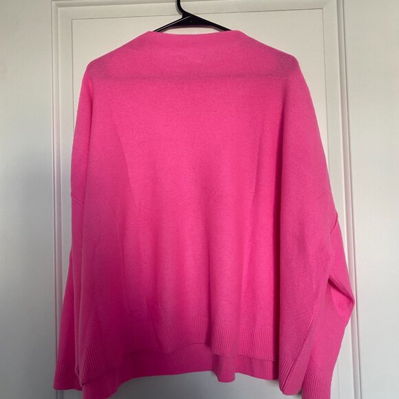 Pilcro Anthropologie The Alani 100% Cashmere Mock-Neck Sweater Neon Hot Pink 3XL - Picture 2 of 10